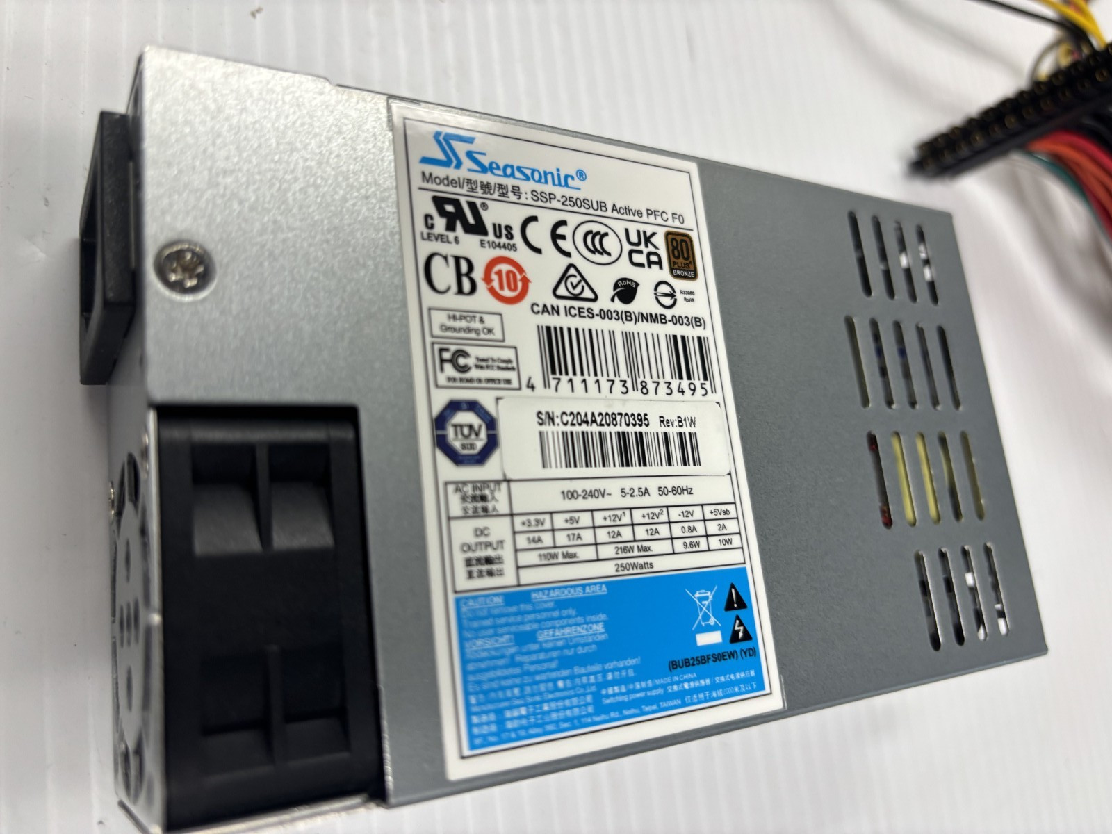 Seasonic SSP-250SUB Active PFC F0 250W 80 Plus Bronze Desktop Power Supply #0457
