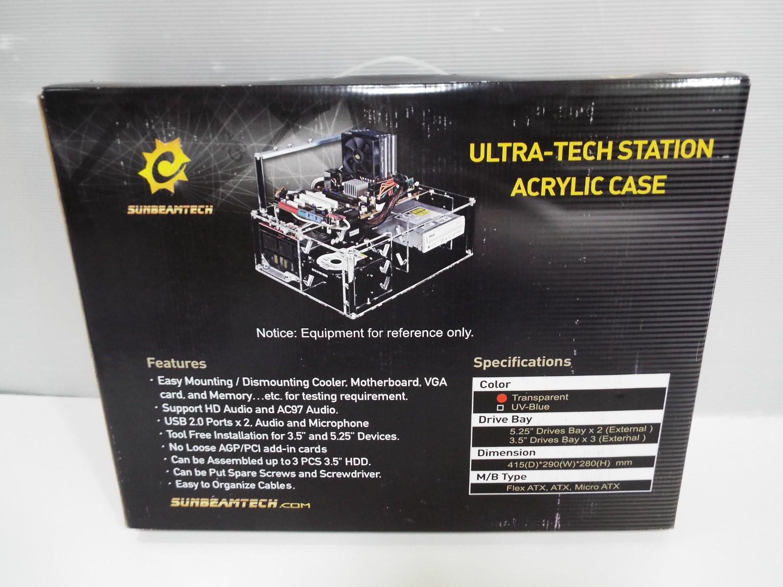 Sunbeam clear acrylic transparent ATX open air frame desktop case for test bench