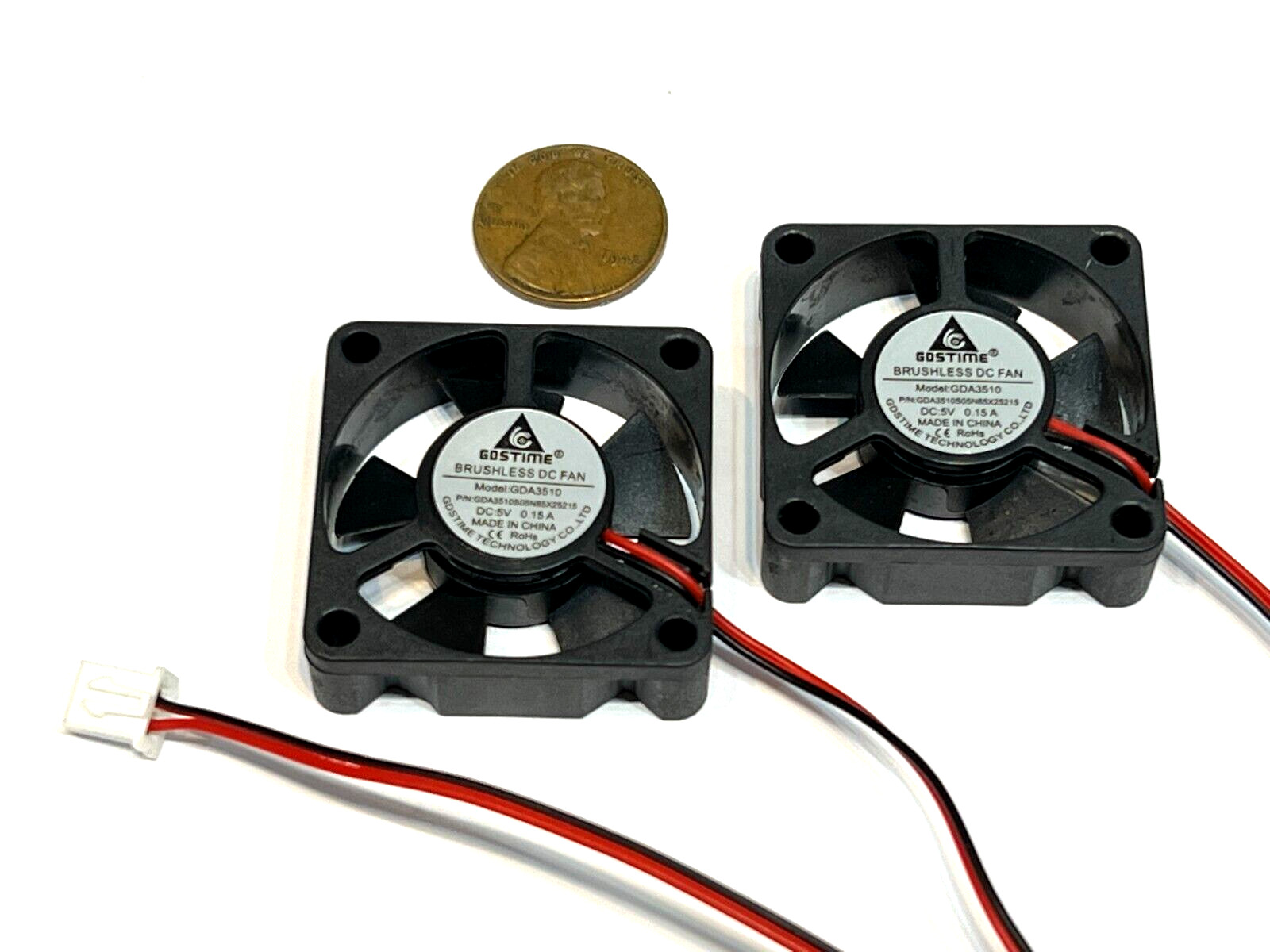 2 Pieces Axial box fan cooling quiet small 3510 35mm x 10mm pc 2pin 5v C9
