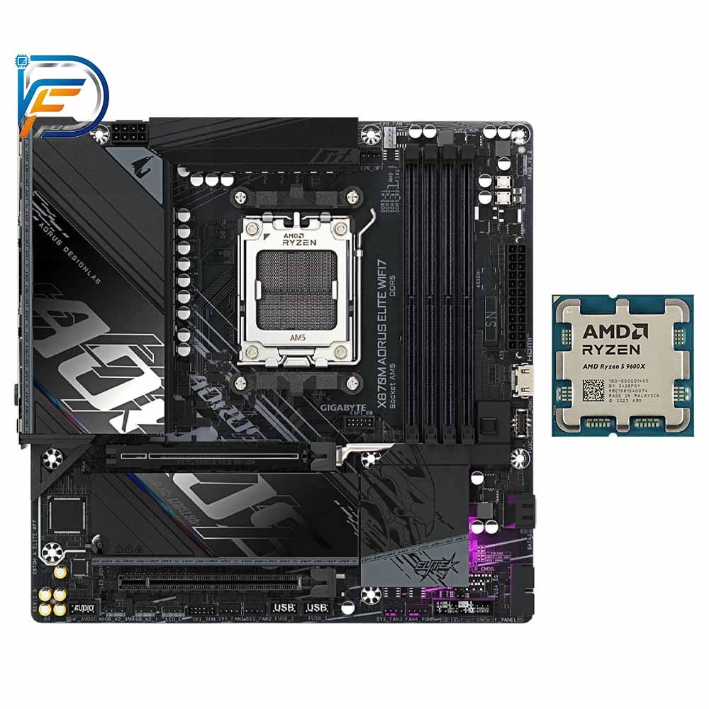 AMD Ryzen 5 9600X 6C12 CPU + Gigabyte X870M AORUS ELITE WiFi7 DDR5 mATX Board