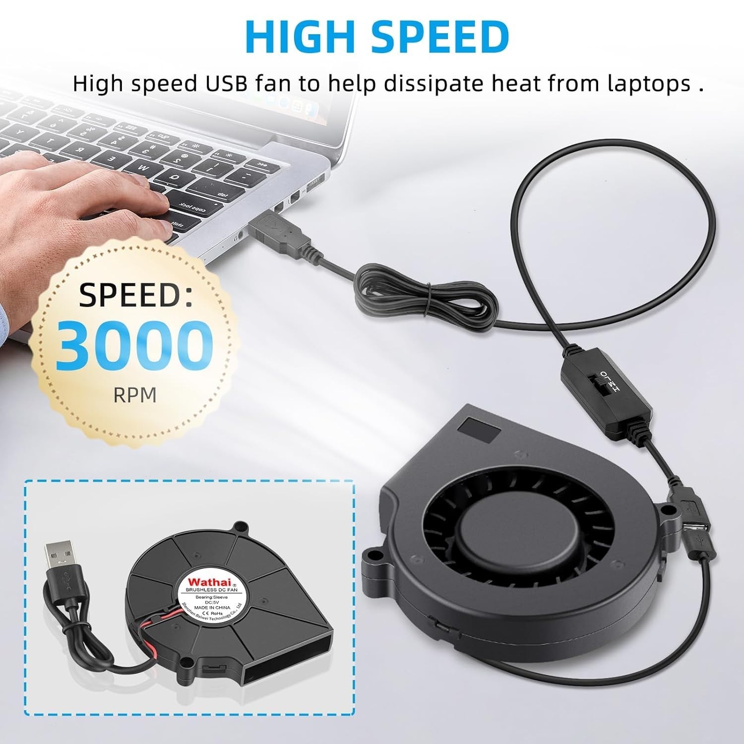 75mm USB Cooling Fan 5V DC Brushless Blower for Electronics and DIY Projects