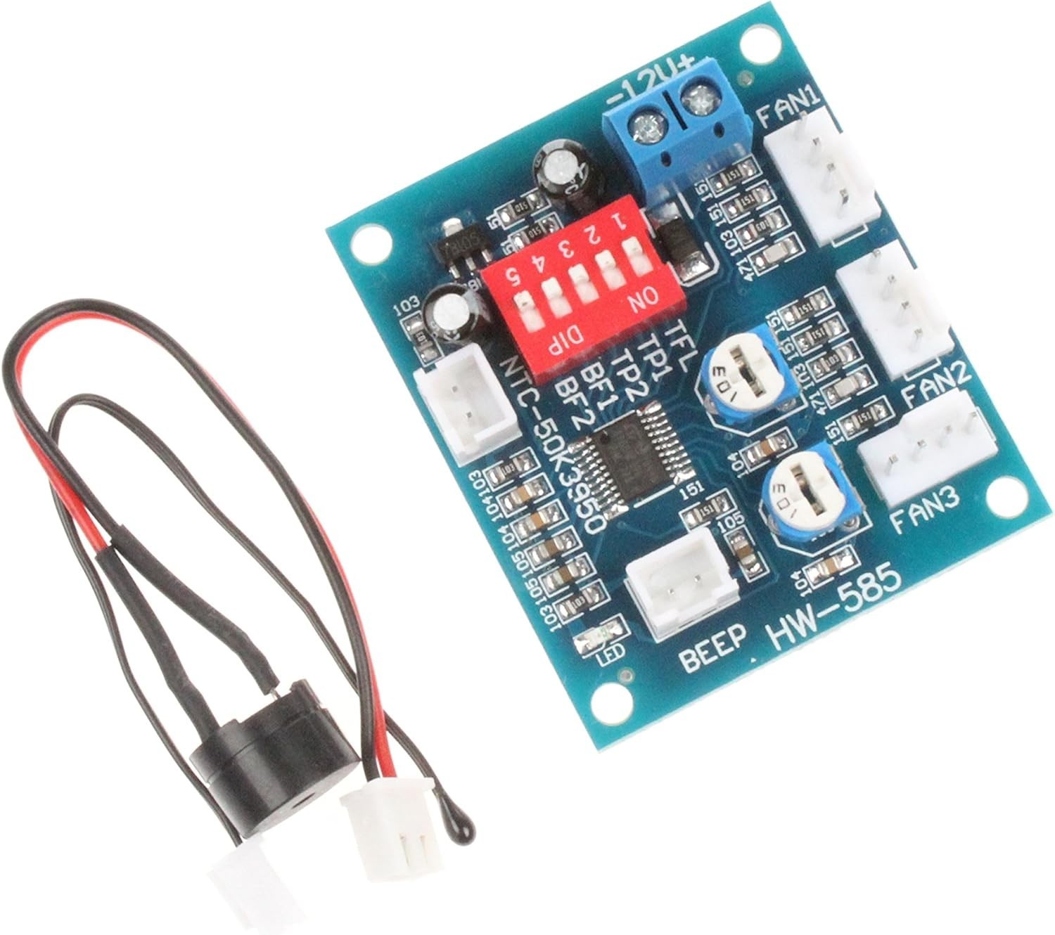 Compact DC12V 5A 4-Wire Fan Controller with Temperature Monitoring Alarm