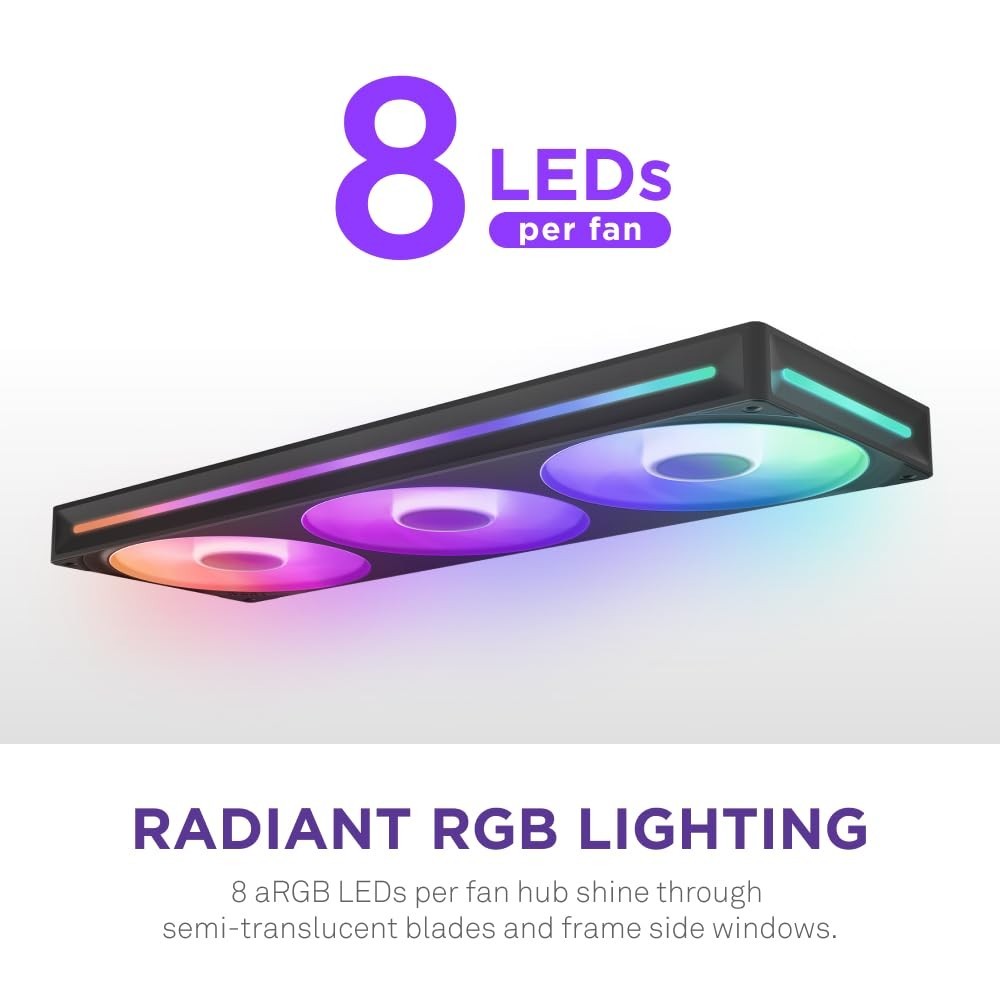 NZXT – F360 RGB Core – 360mm Single-Frame Case Fan Unit with 3 x 120mm RGB Fans