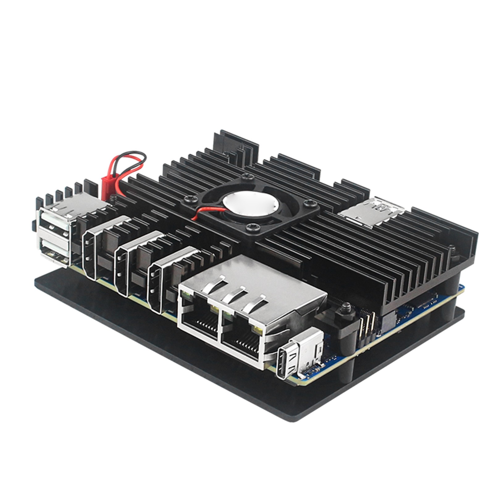 Housing Case+Cooling Fan Active Passive Radiator/Heatsink For Orange Pi 5 Plus D