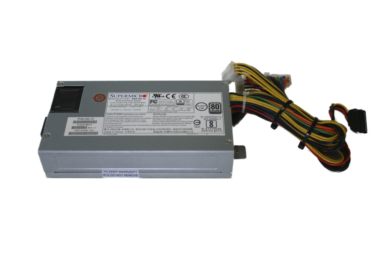 Supermicro PWS-350-1H 350W Multi-Output Switching Power Supply 80 Plus Platinum