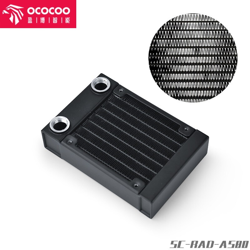 Ococoo 80mm Radiator Aluminum G1/4 Threads for Water Cooling Black