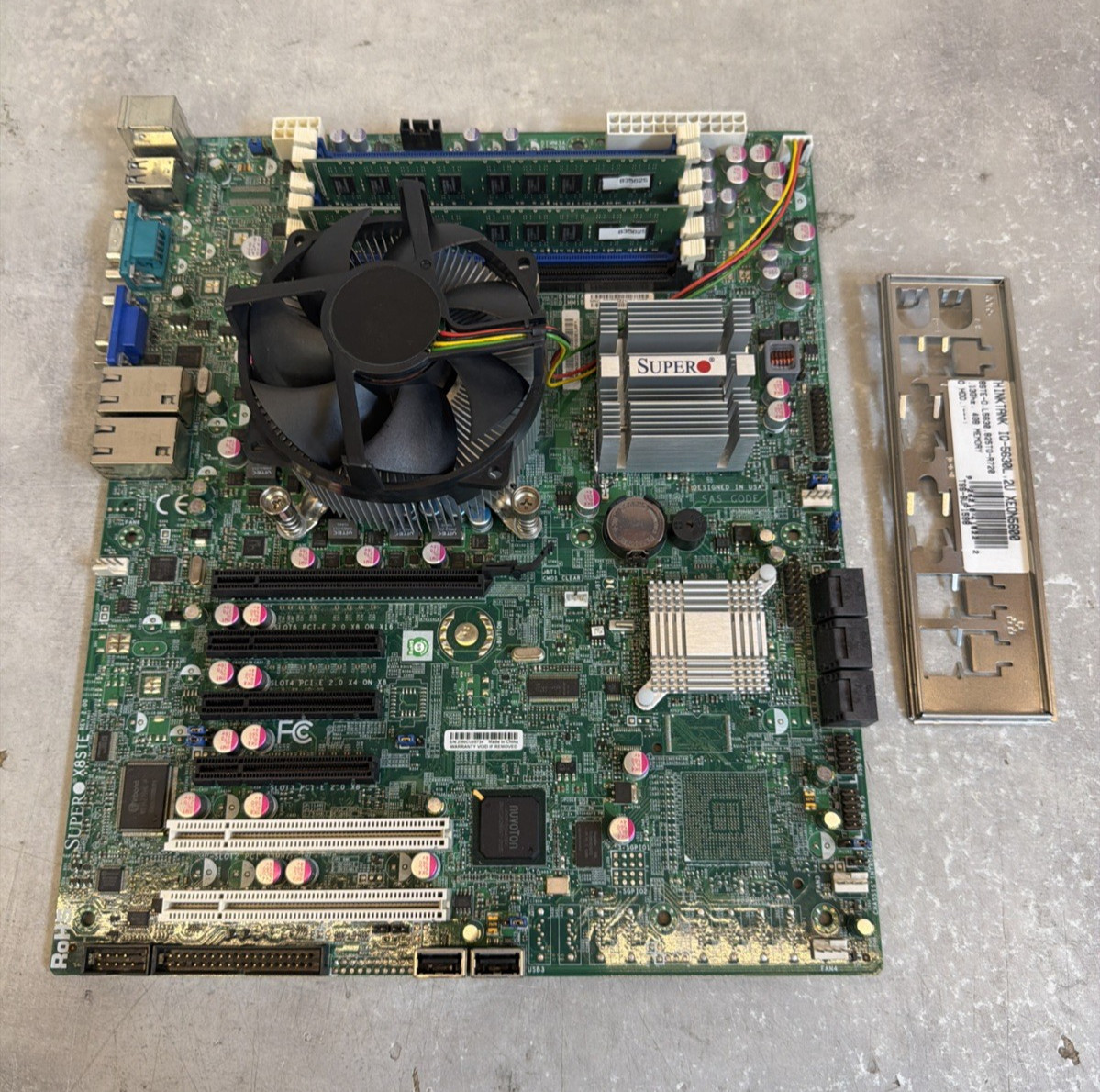 Supermicro X8STE Rev 2.0 Motherboard – Intel Xeon X5687 – 4GB RAM – I/O Shield