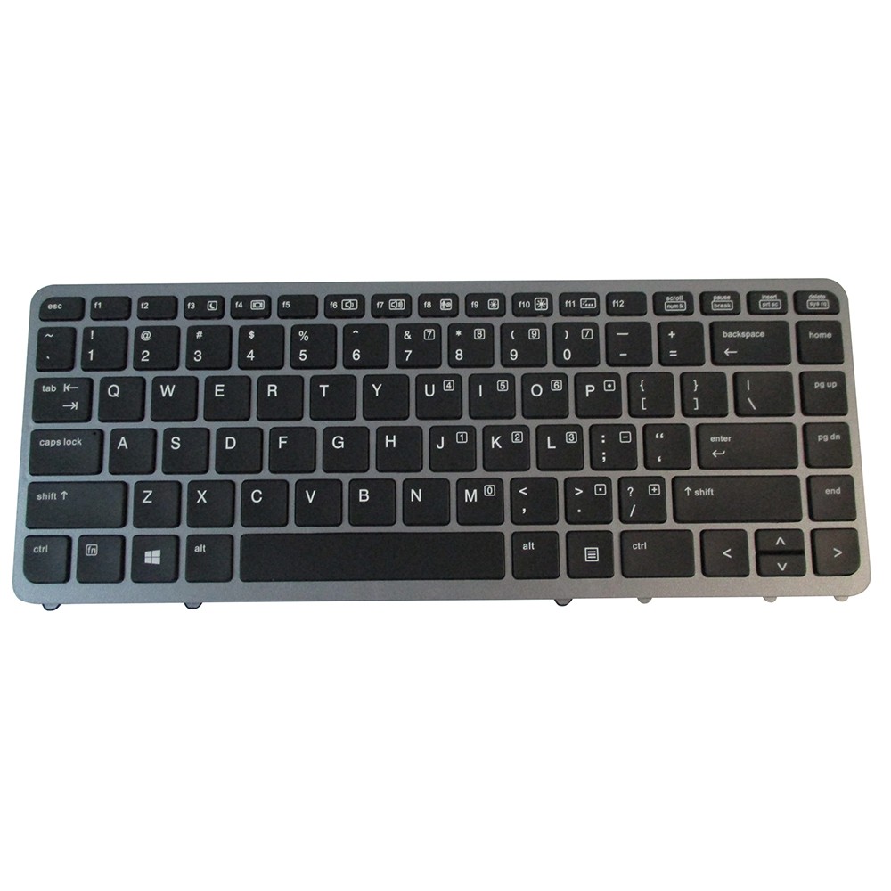 Backlit Keyboard for HP EliteBook 840 G1 840 G2 w/ Silver Frame – No Pointer