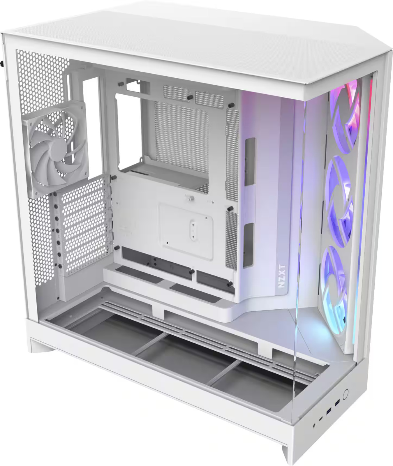 NZXT – H9 Flow RGB 2025 ATX Mid-Tower Dual-Chamber PC Case – White