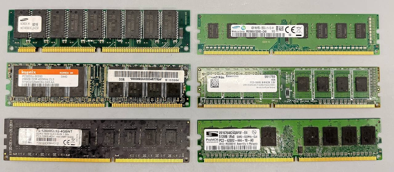6pc Desktop RAM Lot DDR DDR2 DDR3 256MB–4GB Mixed Samsung Hynix G.Skill