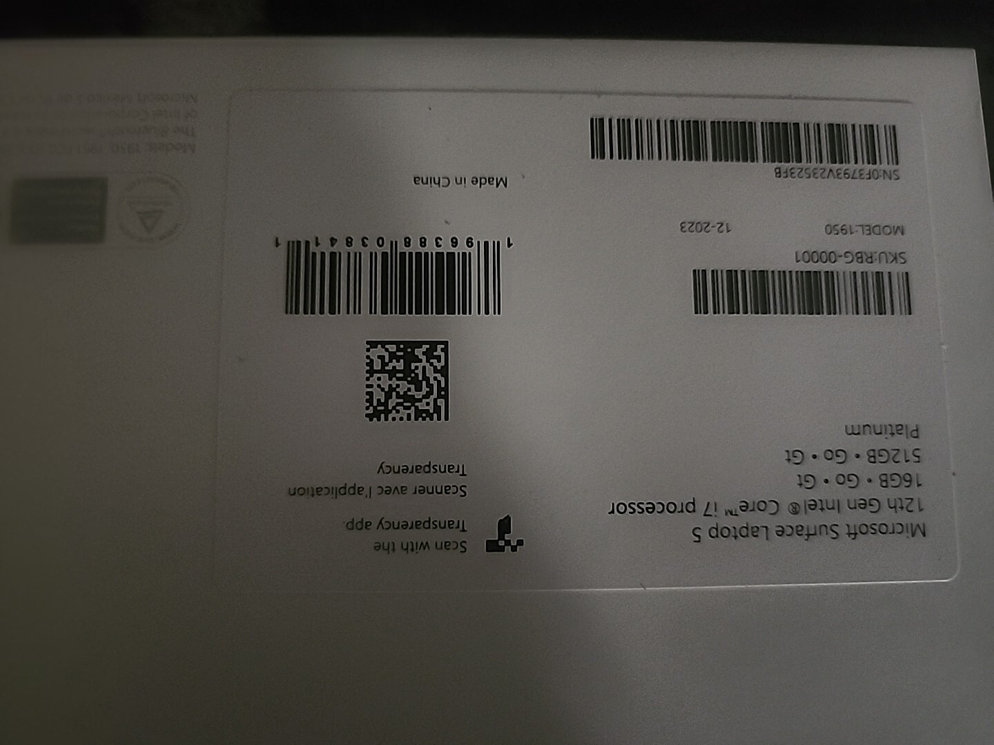 Microsoft Surface Laptop 5 – Original Empty Retail Box Only & Manuals