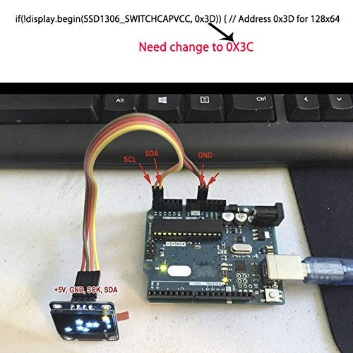 2 PCS 0.96-inch Blue Yellow OLED Display Module I2C for Arduino Raspberry Pi