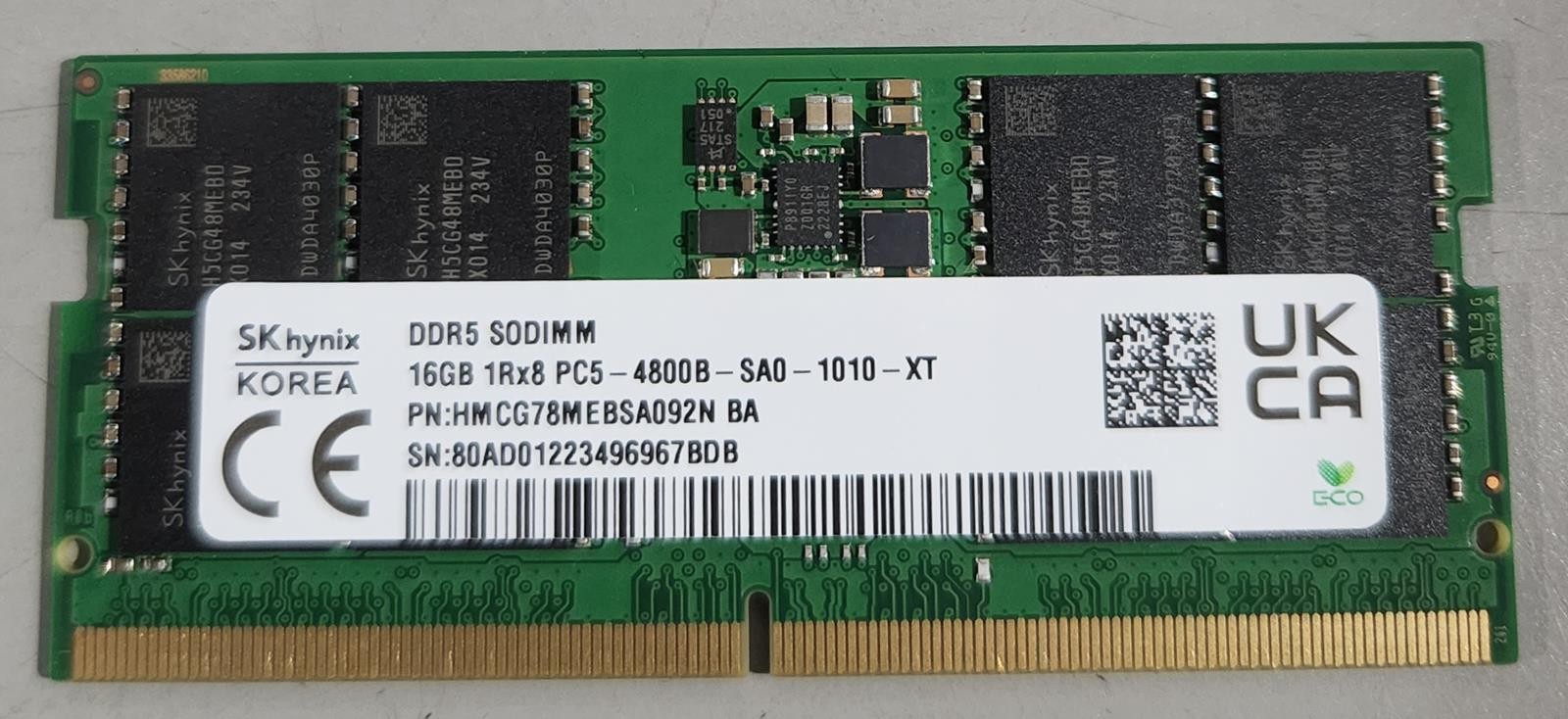 SKHYINX HMCG78MEBSA092N 16GB (1 X 16GB) PC5-38400 = 4800MHZ DDR5 #153868#
