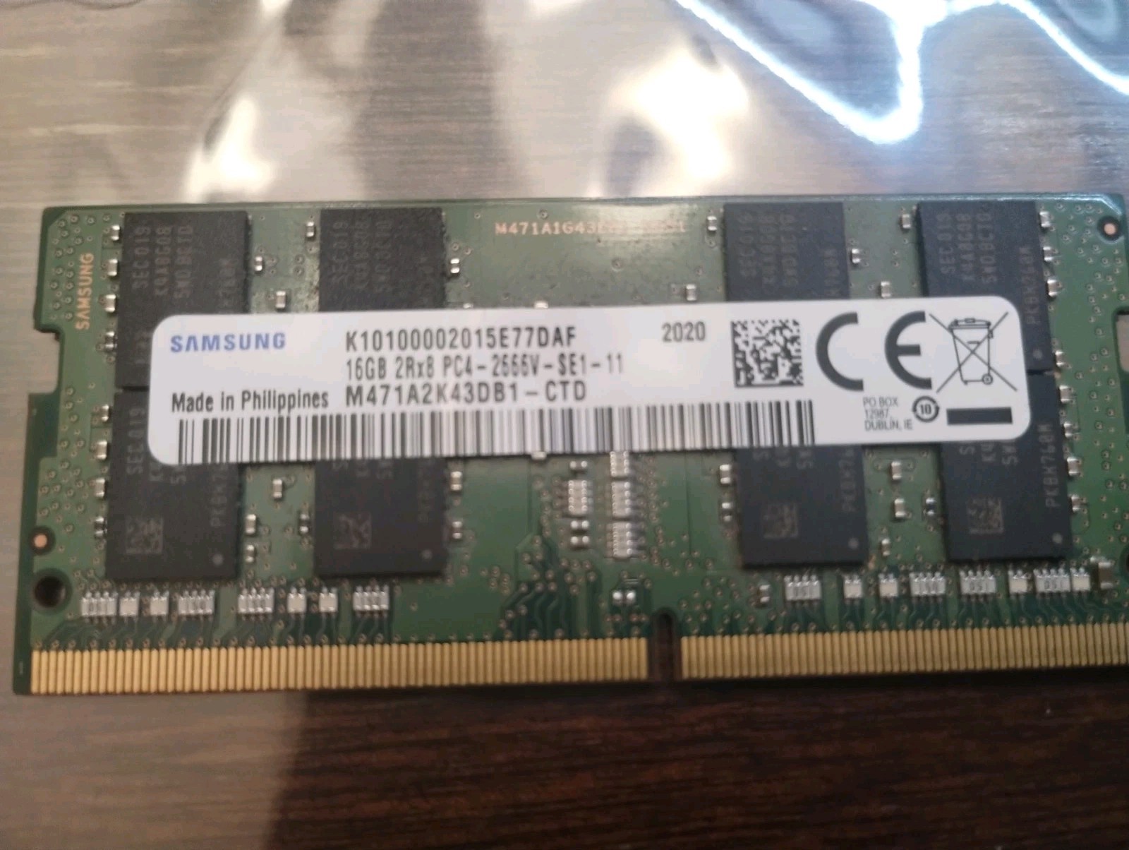 Samsung 16GB DDR4-2666V SODIMM Laptop RAM M471A2K43DB1-CTD