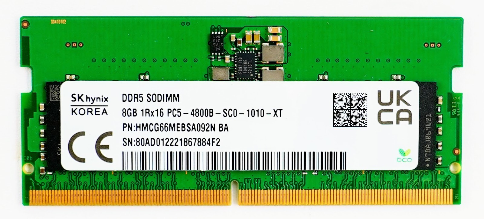SK hynix 8GB DDR5 4800 MHz PC5-38400 SODIMM 1Rx16 Memory RAM, HMCG66MEBSA092N