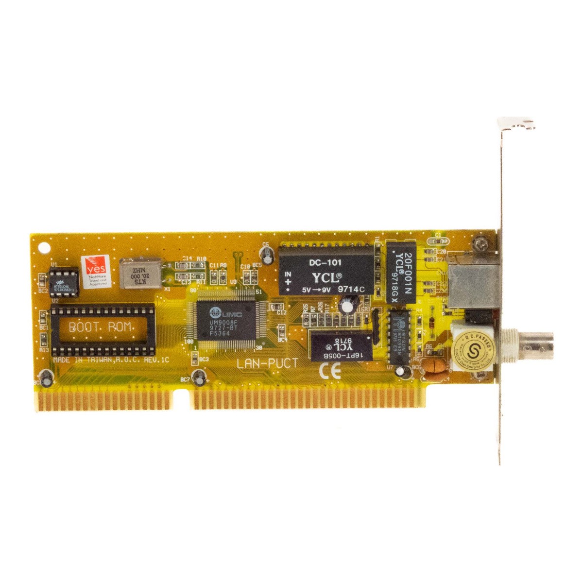 Network Card YES NETWARE LAN-PUCT REV.1C BNC RJ-45 UM9008F ISA Card