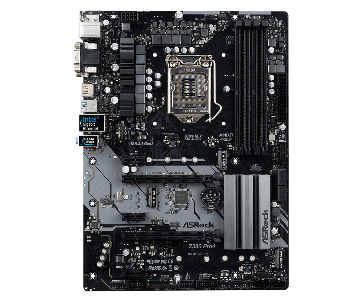 ASRock Z390 Pro4 LGA 1151 Z390 HDMI USB 3.1 2 Ultra M.2 DDR4 ATX Motherboard