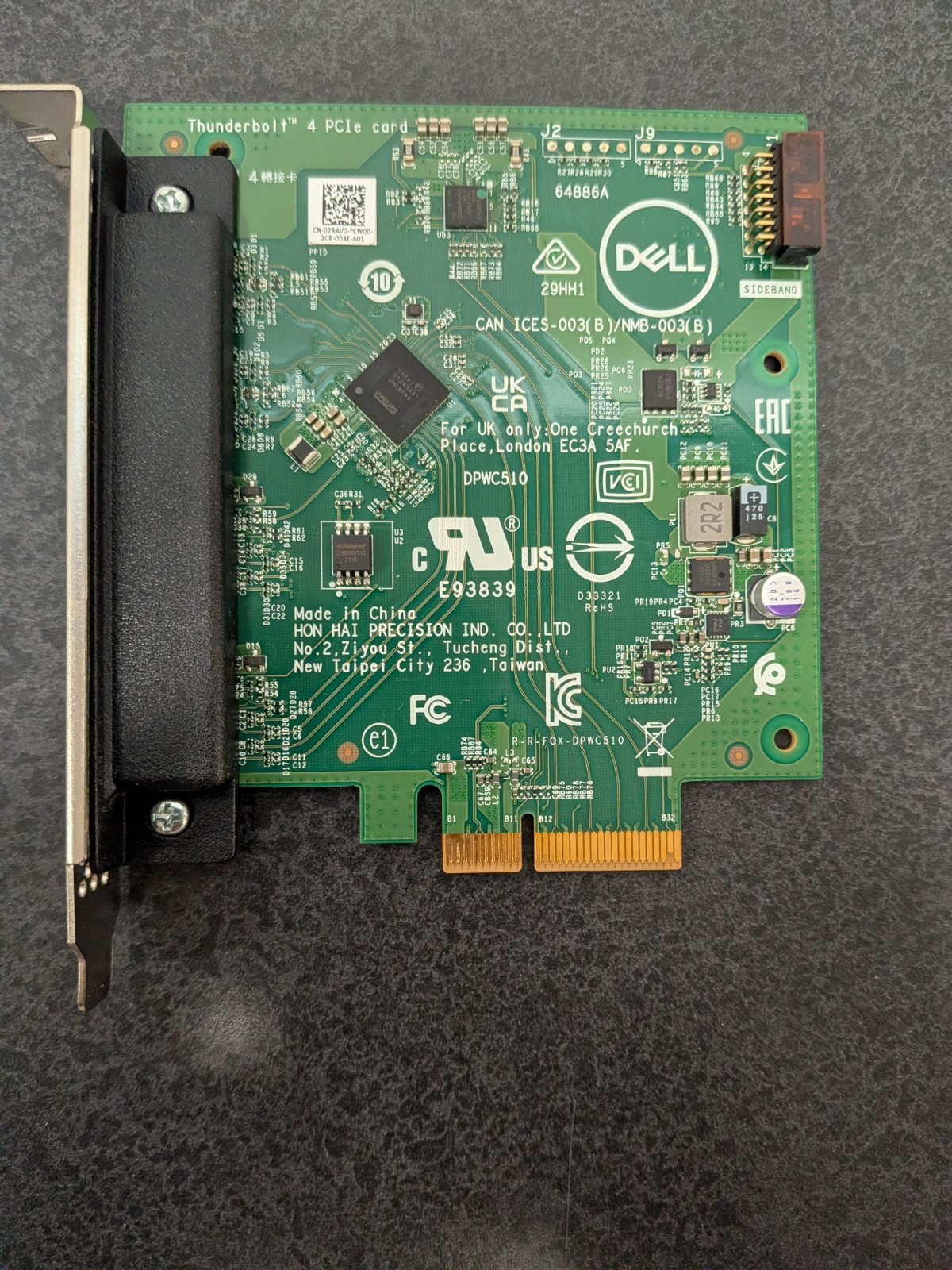 Dell Thunderbolt 4 Dual-Port Type-C/DP PCIe Add-In Card Dell P/N: 07R4VG