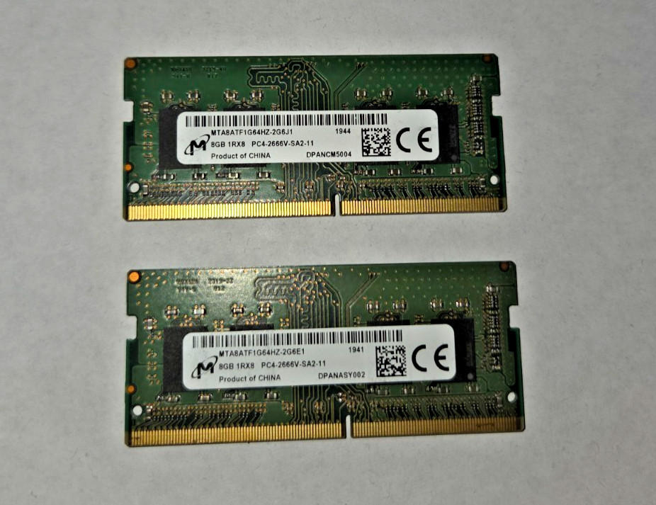 Micron 16GB (1Rx8GB) PC4-2666V-SA2-11 DDR4 SODIMM RAM Kit MTA8ATF1G64HZ-2G6J1