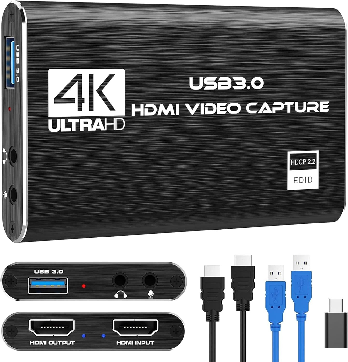 4K HDMI Capture Card for Streaming, Full HD 1080P 60FPS USB 3.0 Cam Link Game…