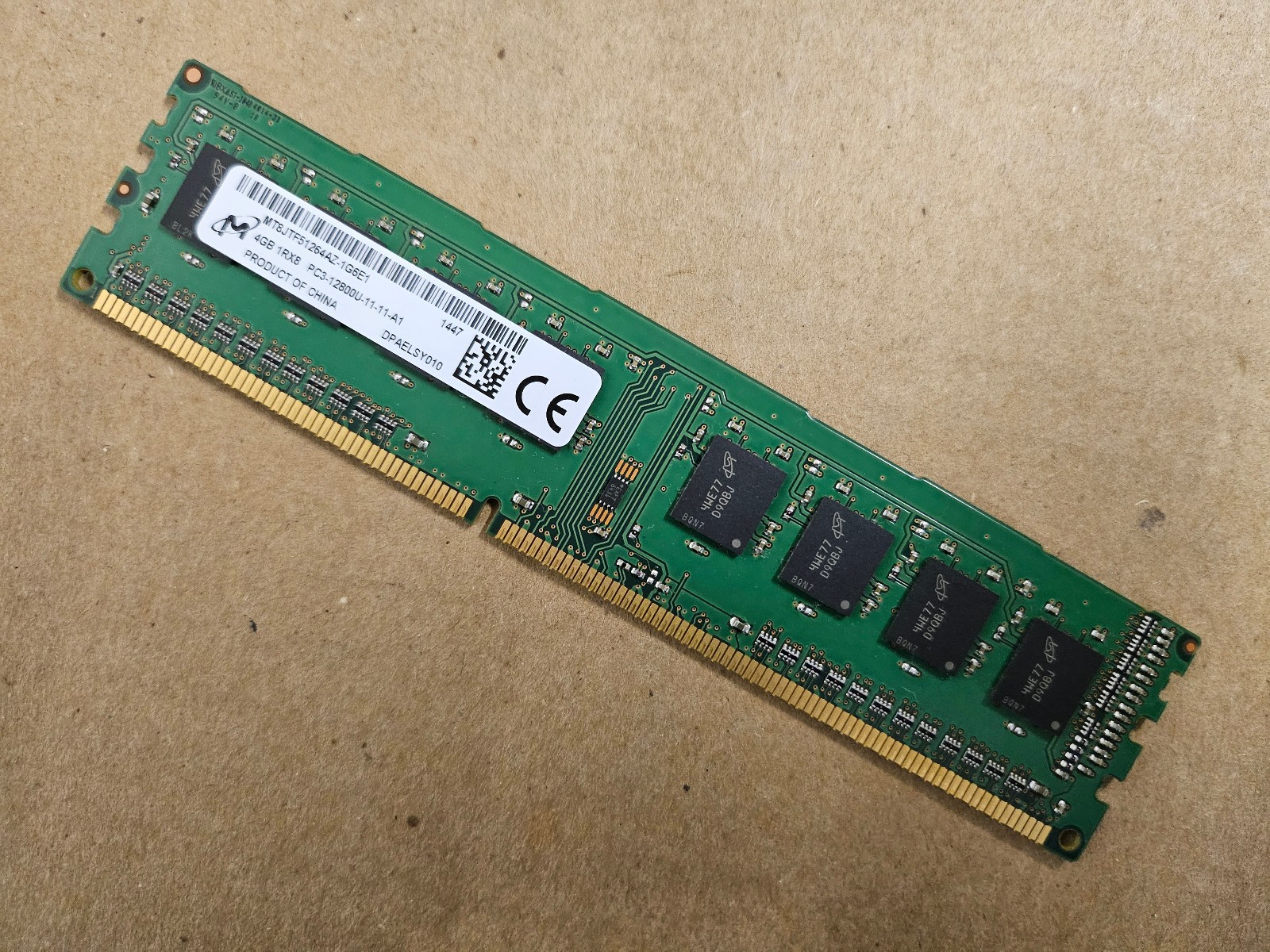Micron 4GB PC3-12800U-11-11-A1 1600MHz DDR3 MT8JTF51264AZ-1G6E1 Desktop Memory