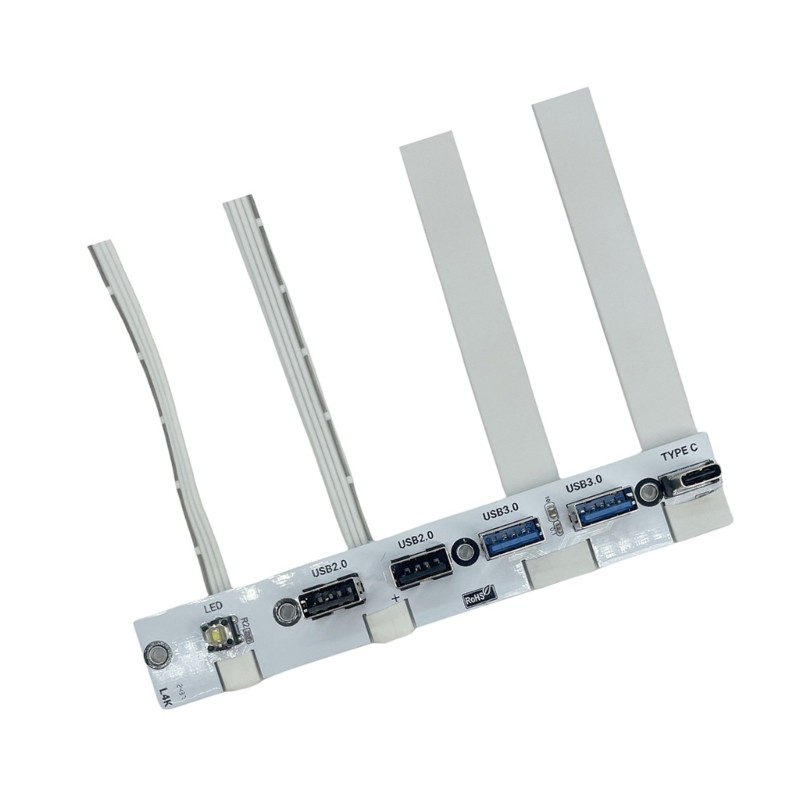 5 Port USB PC Front IO Panel Bracket 2xUSB3.0 2xUSB2.0 1xUSB C 20G with LED