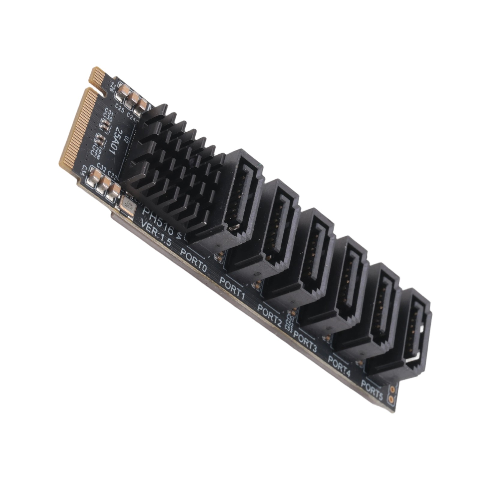 M.2 MKEY PCI-E Riser Card M.2 NVME To SATA3.0 PCIE To 6Gpbsx6-Port7901