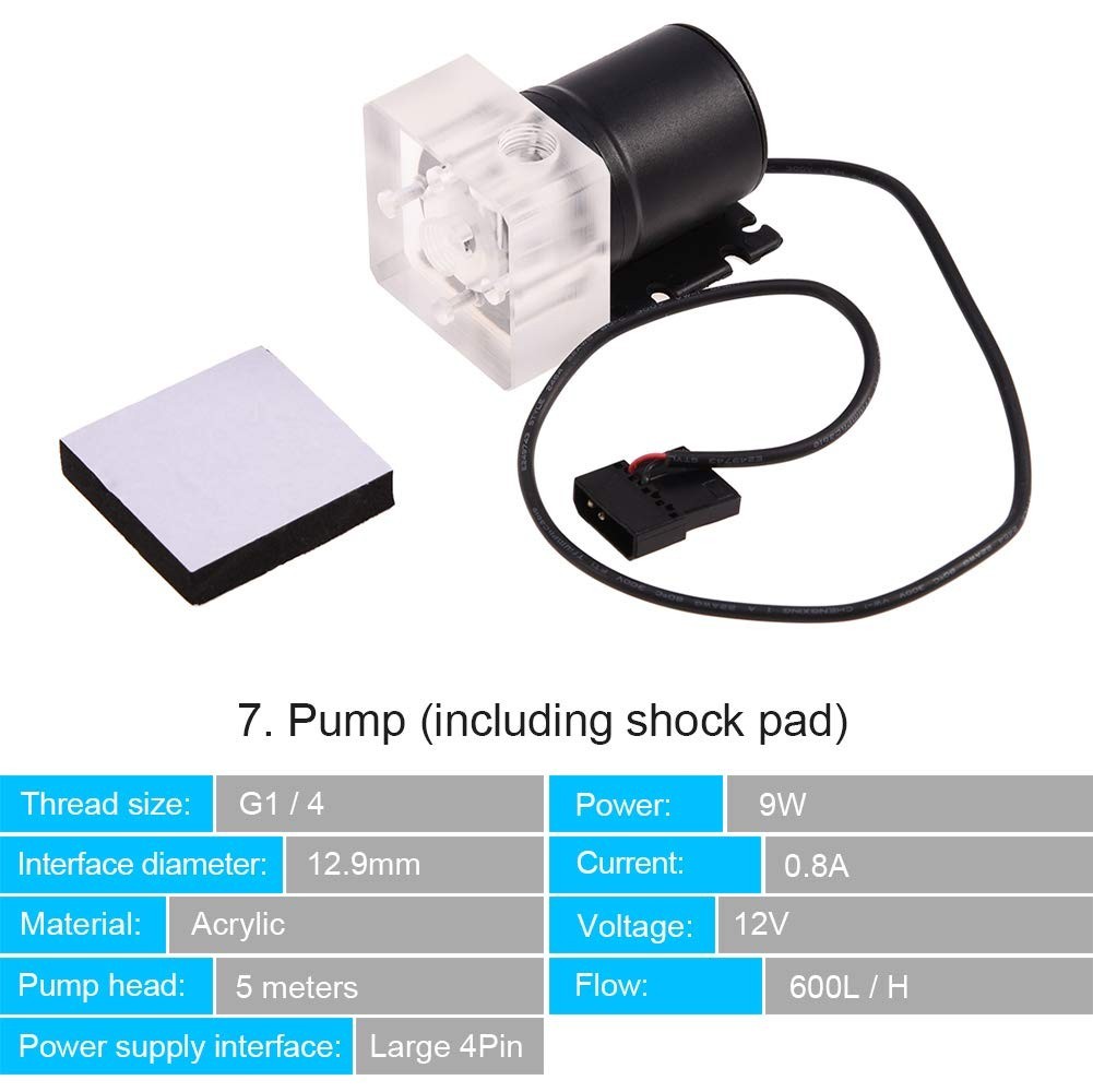 DIY 240mm Liquid CPU Cooler Kit Copper Block Reservoir LED Fans 9W High Capacity