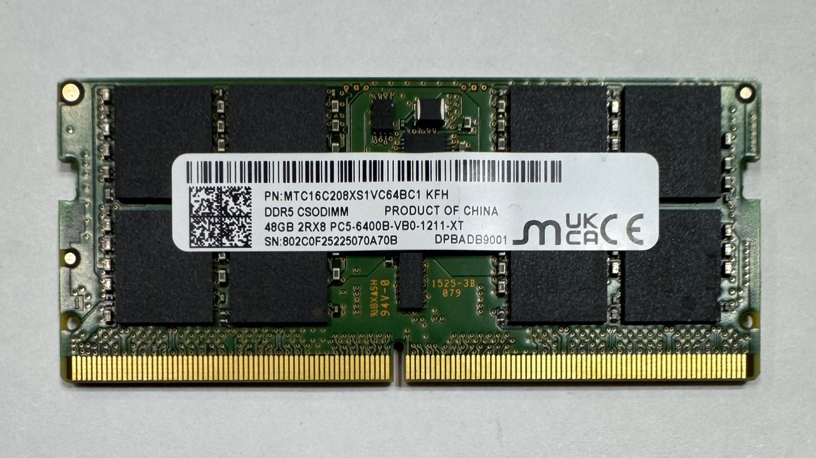 Micron DDR5 48GB 6400 MHz CSODIMM MTC16C208XS1VC64BC1
