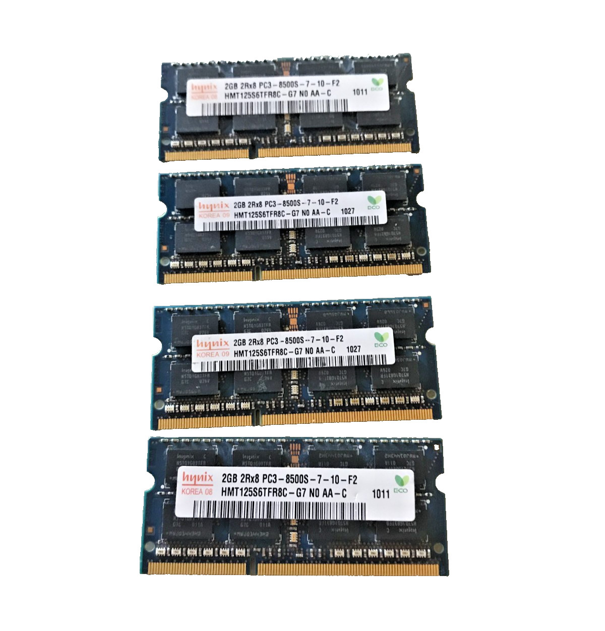 Lot of 4x2GB=8GB hynix HMT125S6TFR8C-G7 2RX8 PC3-8500S Laptop Memory