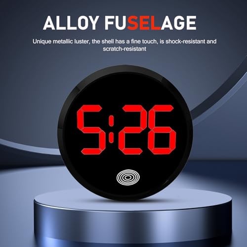 Car Digital Clock, Round Touch Screen Display LED Luminous Number 1 PC Red