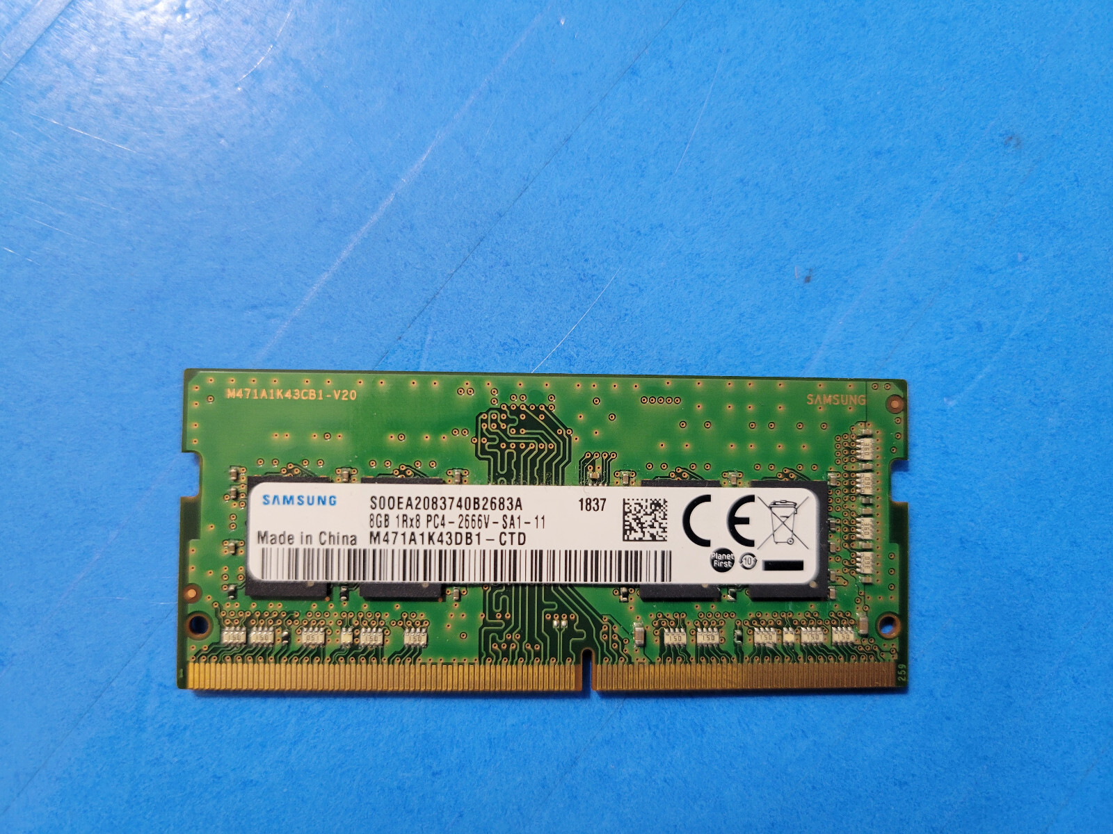 SAMSUNG 8GB 1RX8 PC4-2666V-SA1-11-M471A1K43DB1-CTD-LAPTOP MEMORY