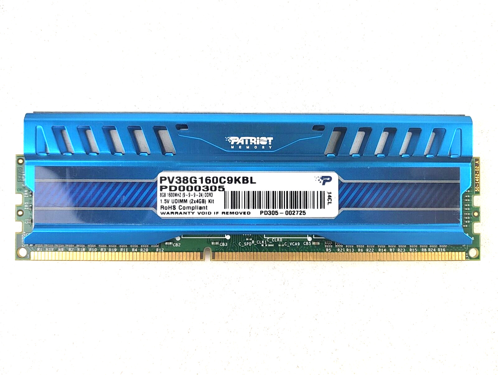 Patriot 4GB Gaming Memory DDR3-1600 PC3-12800 1.5V Desktop PV38G160C9KBL Shield