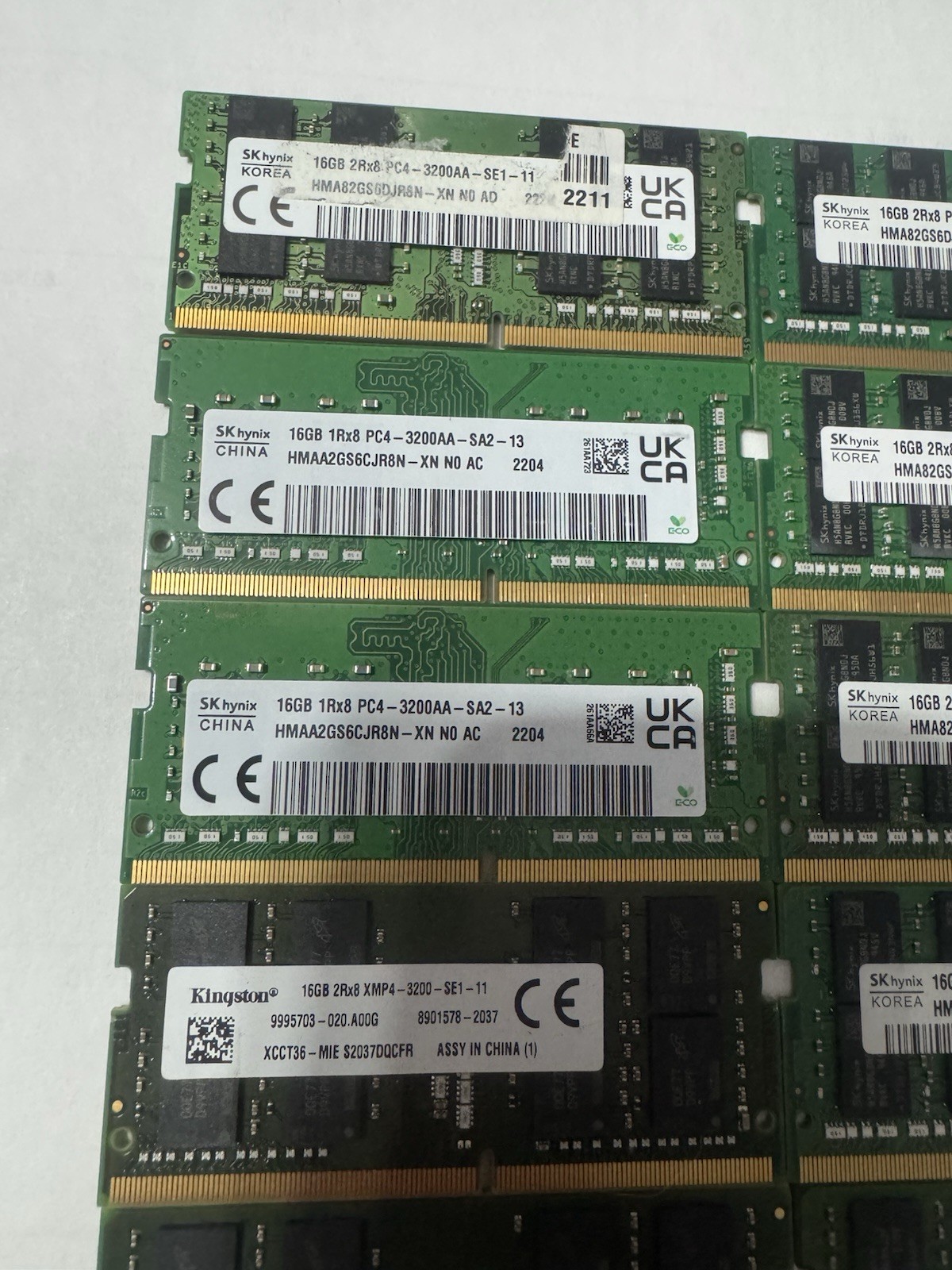 LOT OF 12 – MIXED BRAND 16GB DDR4 Laptop Memory RAM