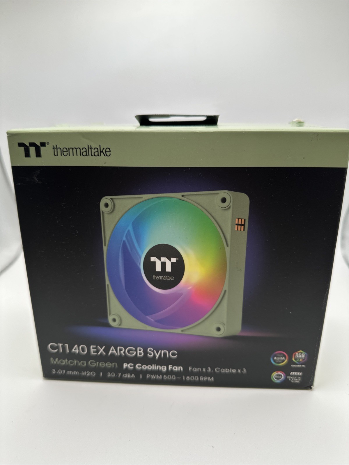 Thermaltake Ct140 Ex Argb Sync Pc Cooling Fans Matcha Green Sealed 3 Pack