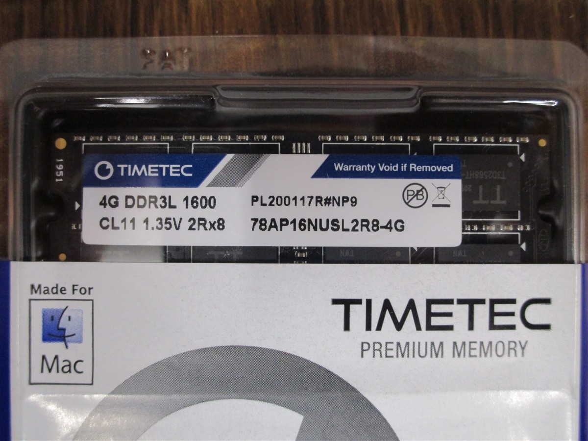 TIMETEC 8GB 2x 4GB DDR3L 1600 CL11 1.35v 2Rx8 Premium Memory MAC SODIMM NEW
