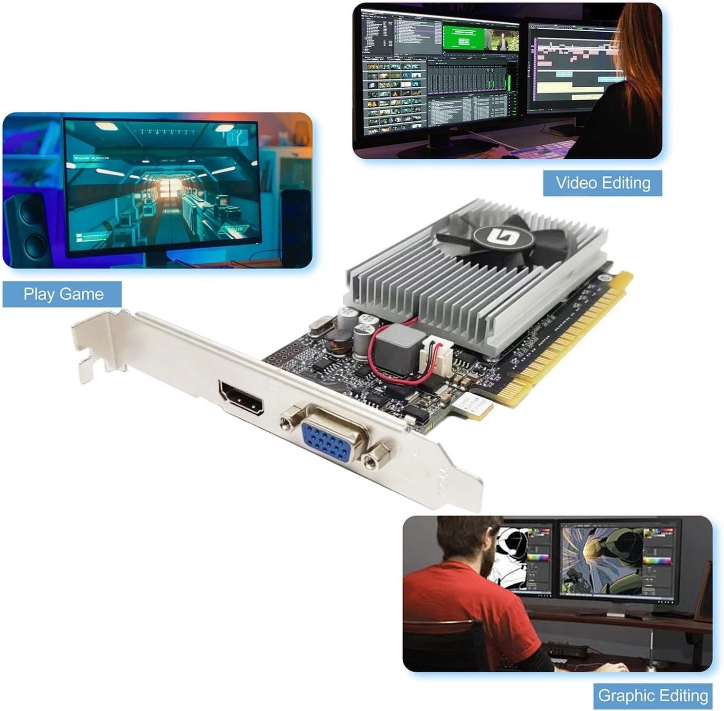 NVIDIA GeForce GT 210 1GB Low Profile Graphics Card for Compact PCs & Gaming