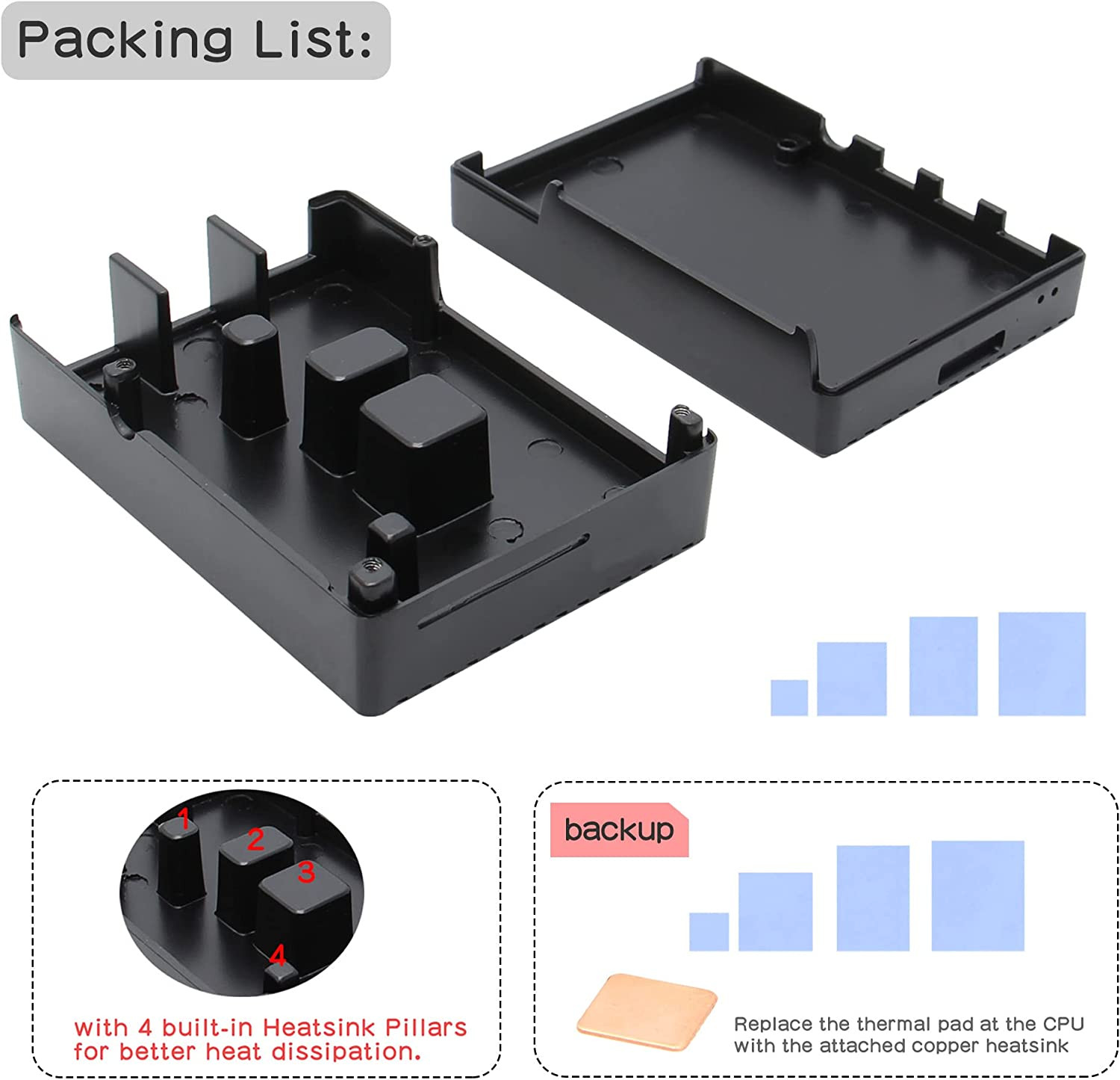 Geekworm for Raspberry Pi 4 Aluminum Case, Heavy Duty Passive Cooling Metal Case