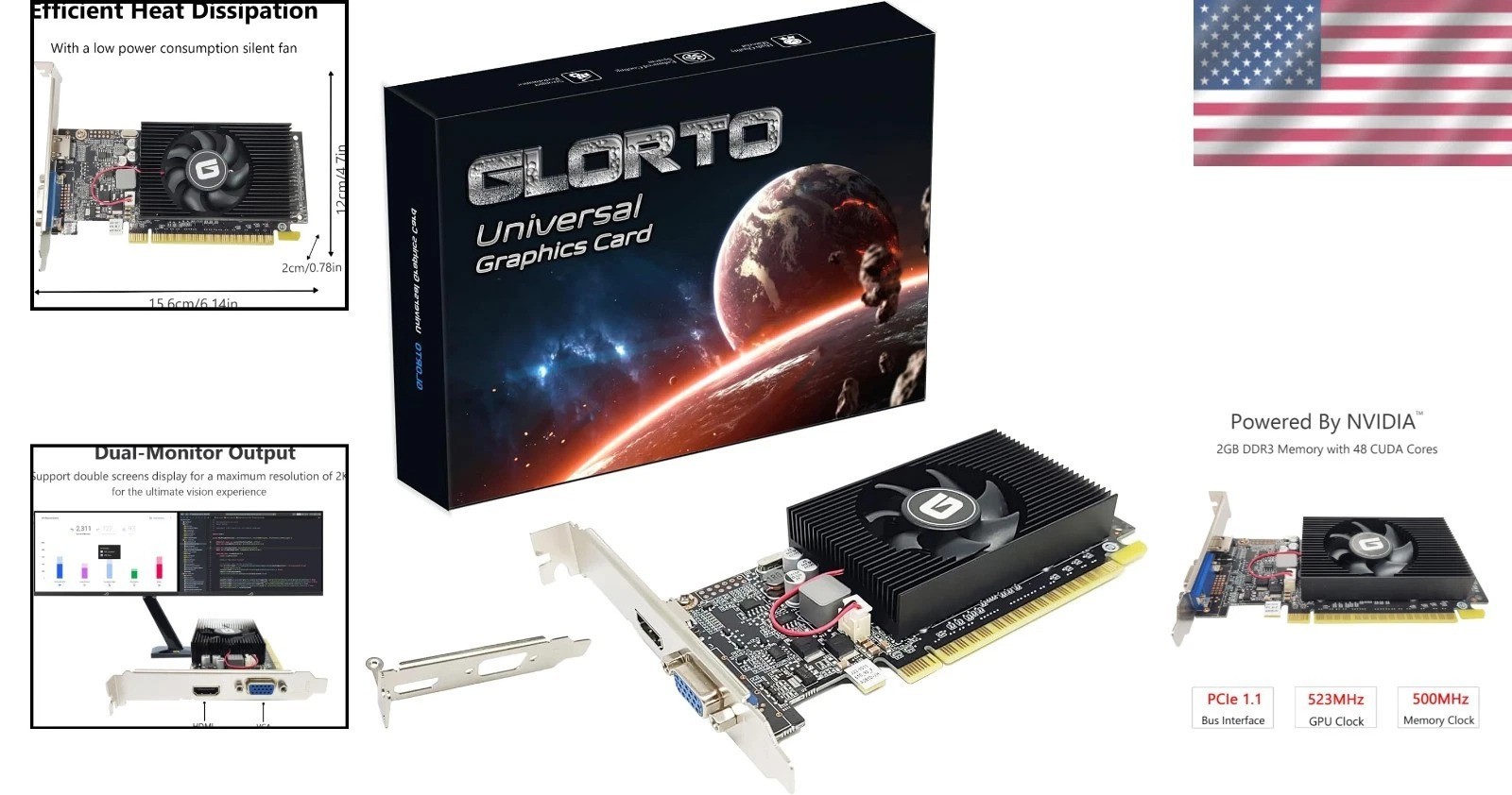 2GB Low Profile Graphics Card – Nvidia GeForce GT 610 with HDMI/VGA, DirectX 11