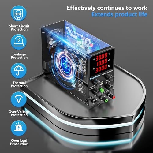 DC Power Supply Variable, 0-30V 0-10A Adjustable Switching 30V 10A SPS(Red LED)