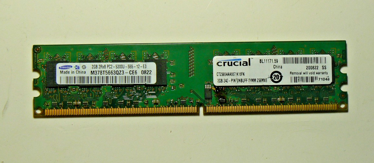 Crucial 2GB DDR2 667MHz Desktop RAM (CT25664AA667.K16FK)