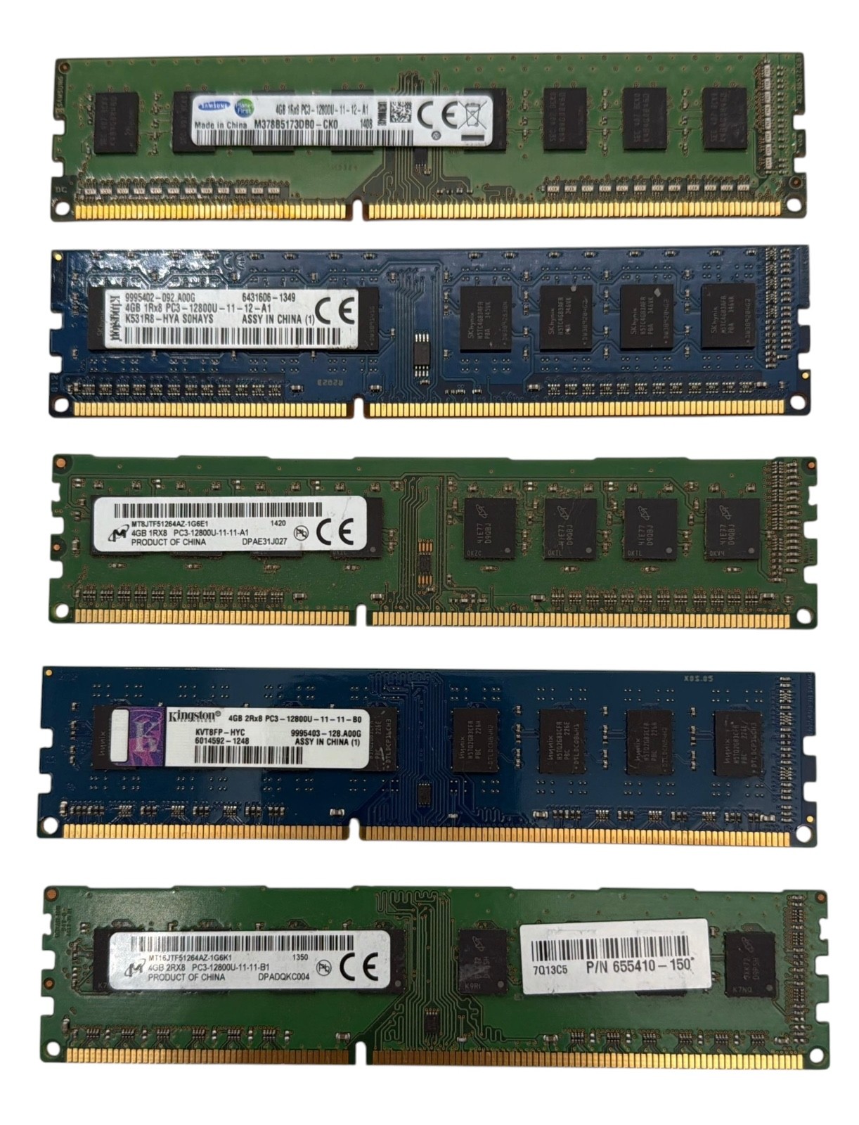 Lot of 50 Major Brand 200GB 50x4GB PC3-12800 DDR3-1600 DIMM Desktop Memory RAM