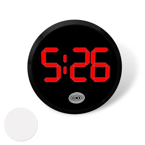 Car Digital Clock, Round Touch Screen Display LED Luminous Number 1 PC Red