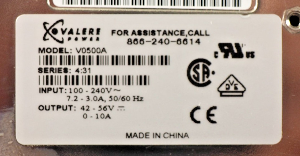 Eltek Valere POWER V0500A 48V 10A Series 4:31 Output 42-56V 0-10A Power Supply