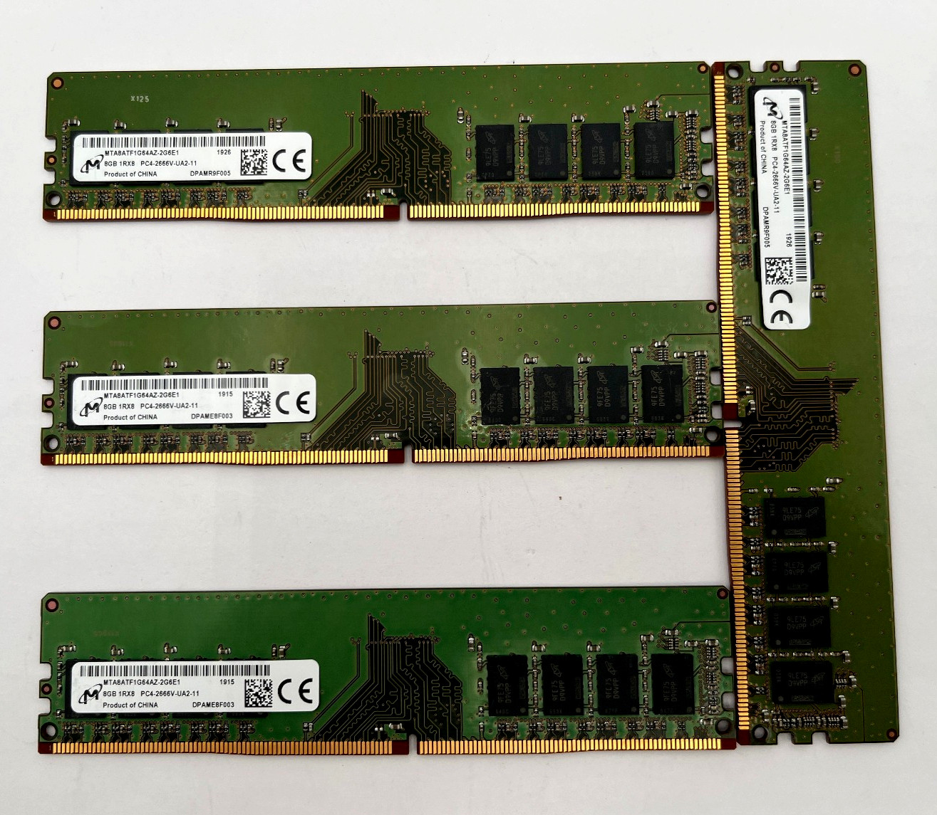 32GB Kit (4x8GB) – Micron 8GB 1Rx8 DDR-4 2666V Desktop MTA8ATF1G64AZ-2G6E1