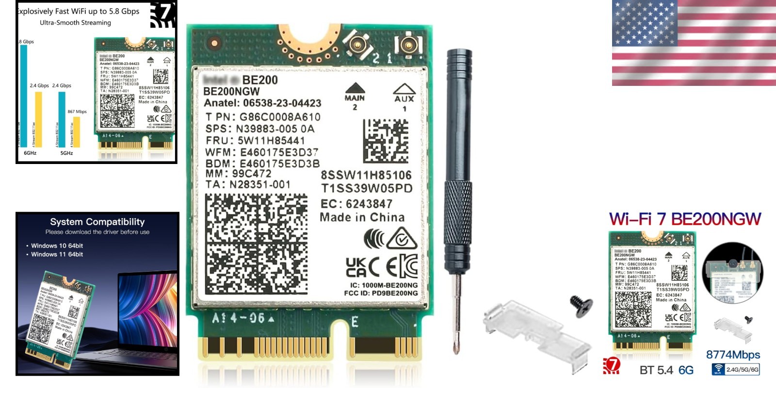 Bluetooth 5.4 & WiFi 7 BE200 Wireless Network Card for Seamless Connectivity
