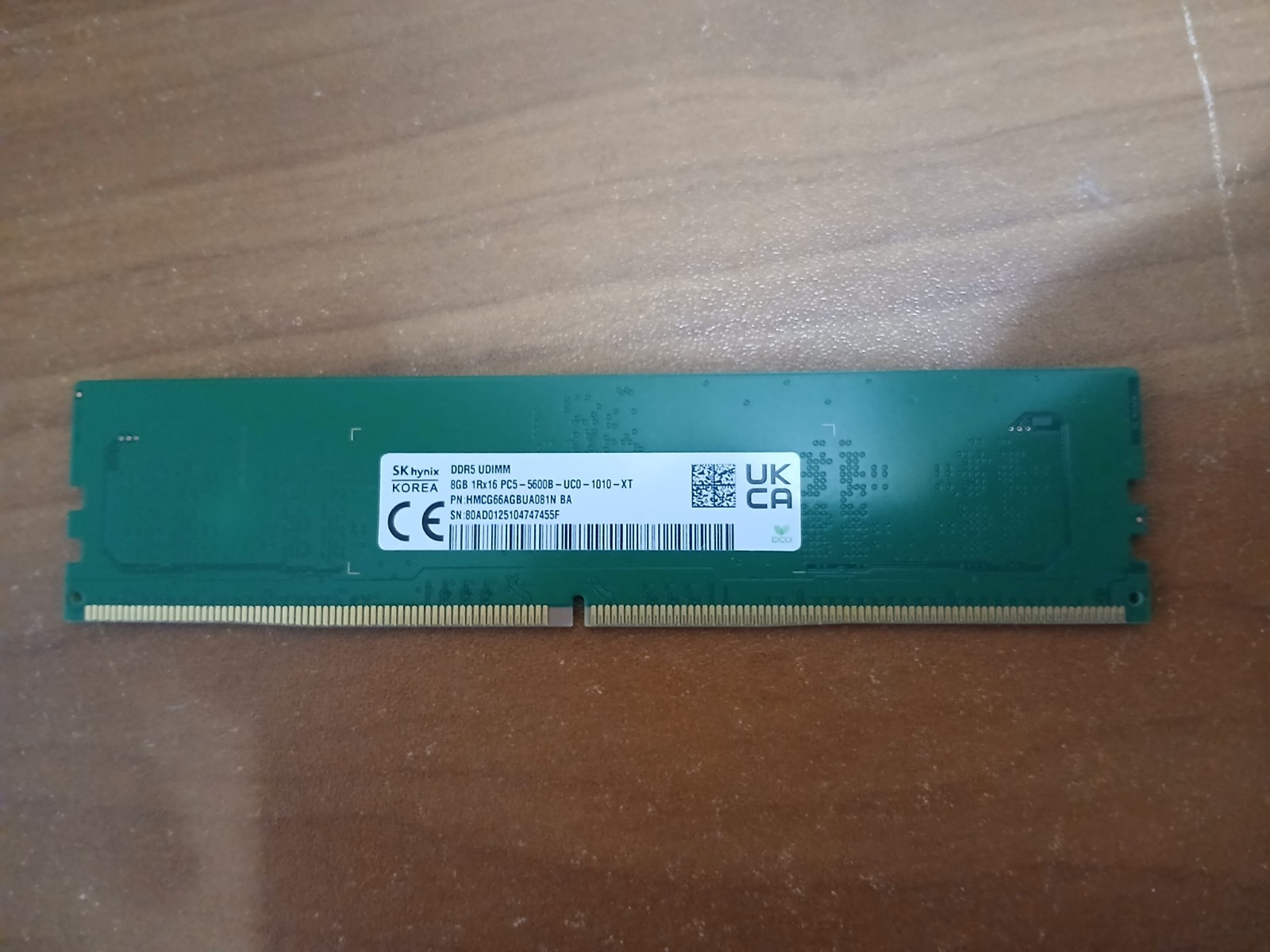 1x8GB SK hynix DDR5-5600B Desktop RAM Memory PC UDIMM (HMCG66AGBUA081N)