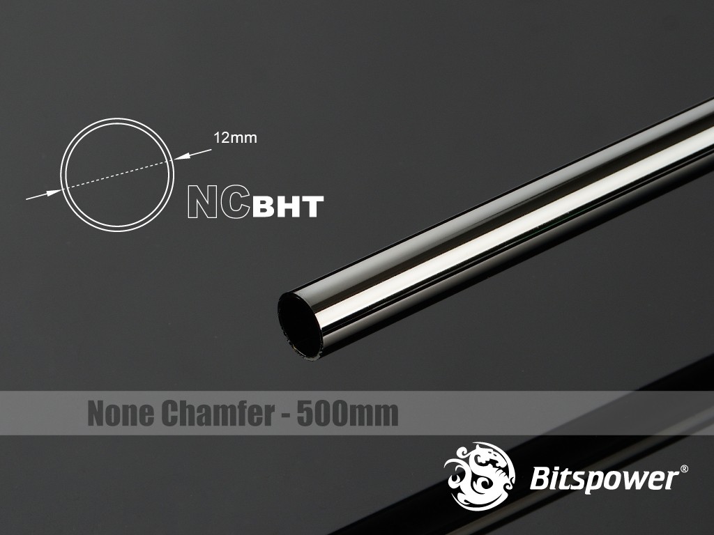 Bitspower None Chamfer Brass Hard Tubing 12mm AD 500mm – Black Sparkle
