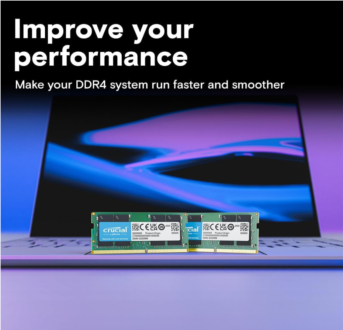 Crucial 32GB KIT 2 x 16GB DDR4 3200MHz PC4-25600 SODIMM Memory CT2K16G4SFRA32A