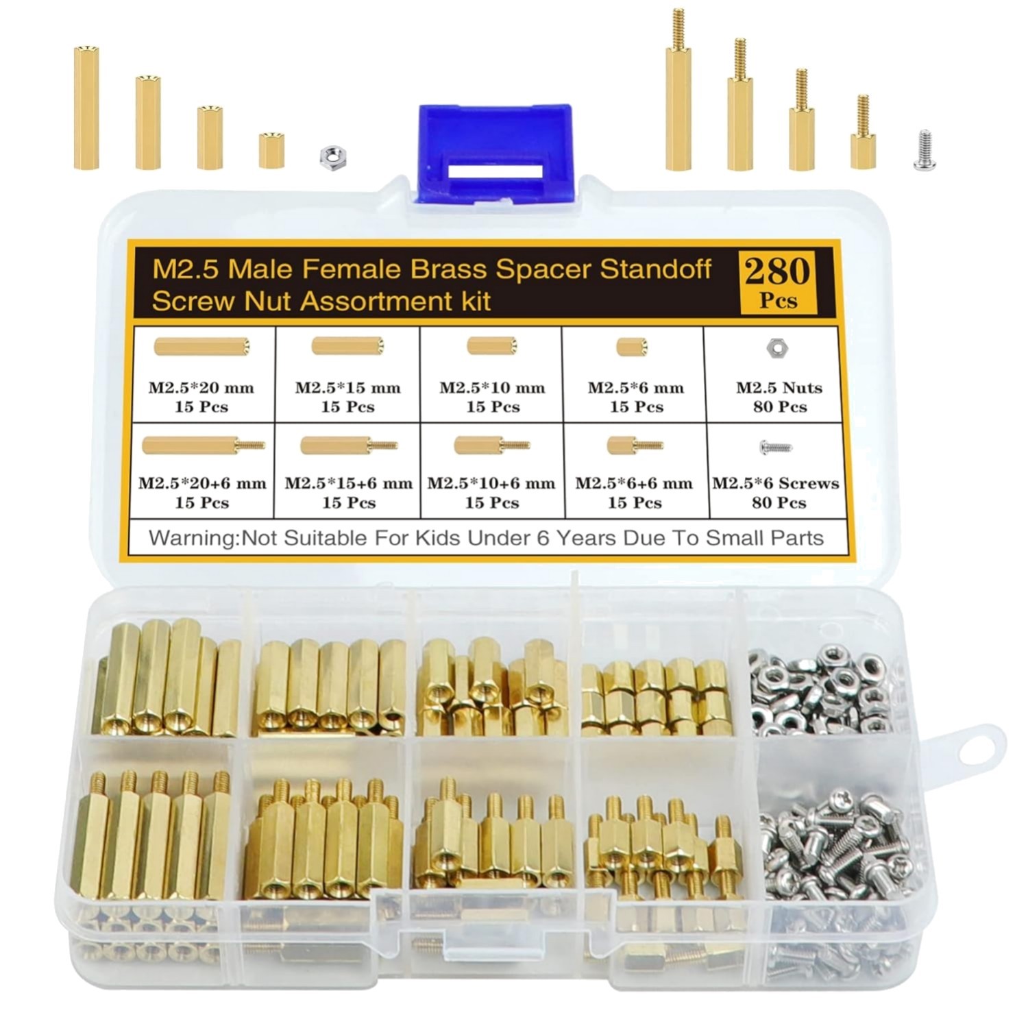 Hexagonal Brass & Stainless Steel Standoff Kit for Electronic Projects – 280pcs